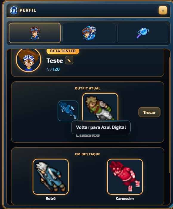 Até 3 skins em destaque no Perfil